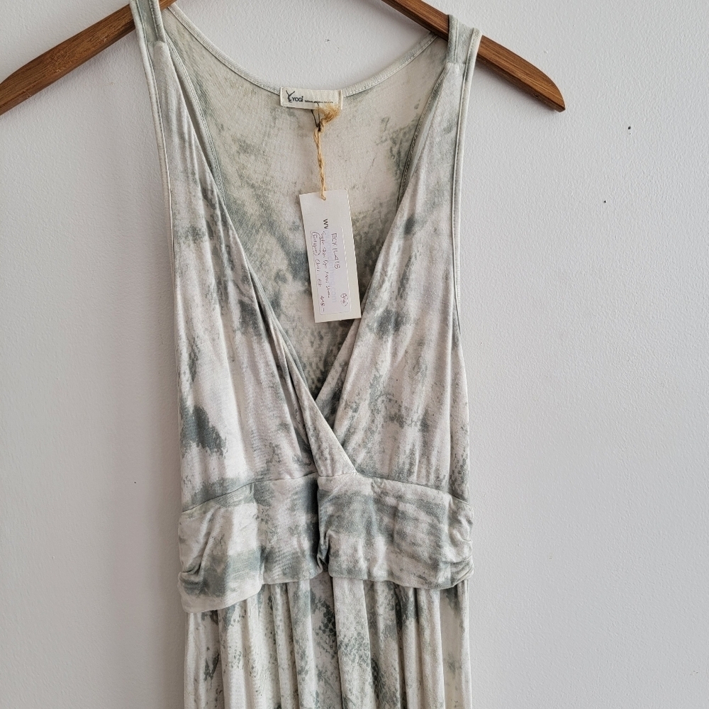 Yogi Wear Snake Skin Tie Dye Maxi Dress Jersey Stretch Green Small